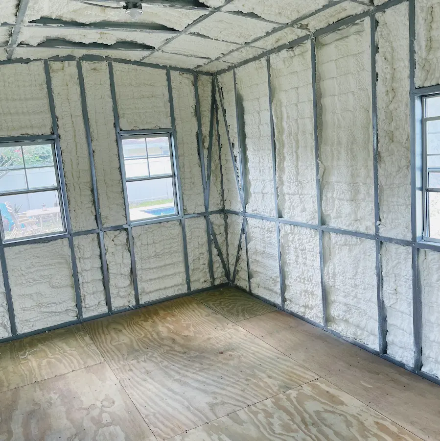 Closed-cell spray foam insulation applied to wall cavities in a residential project in White Plains